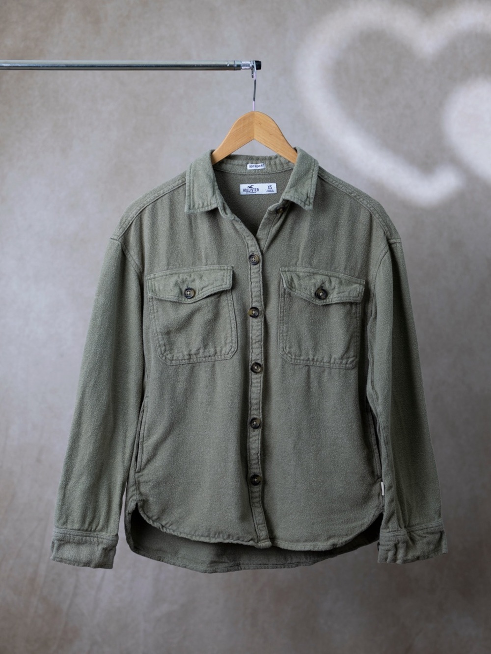 Hollister Olive Utility Button-Down Shirt